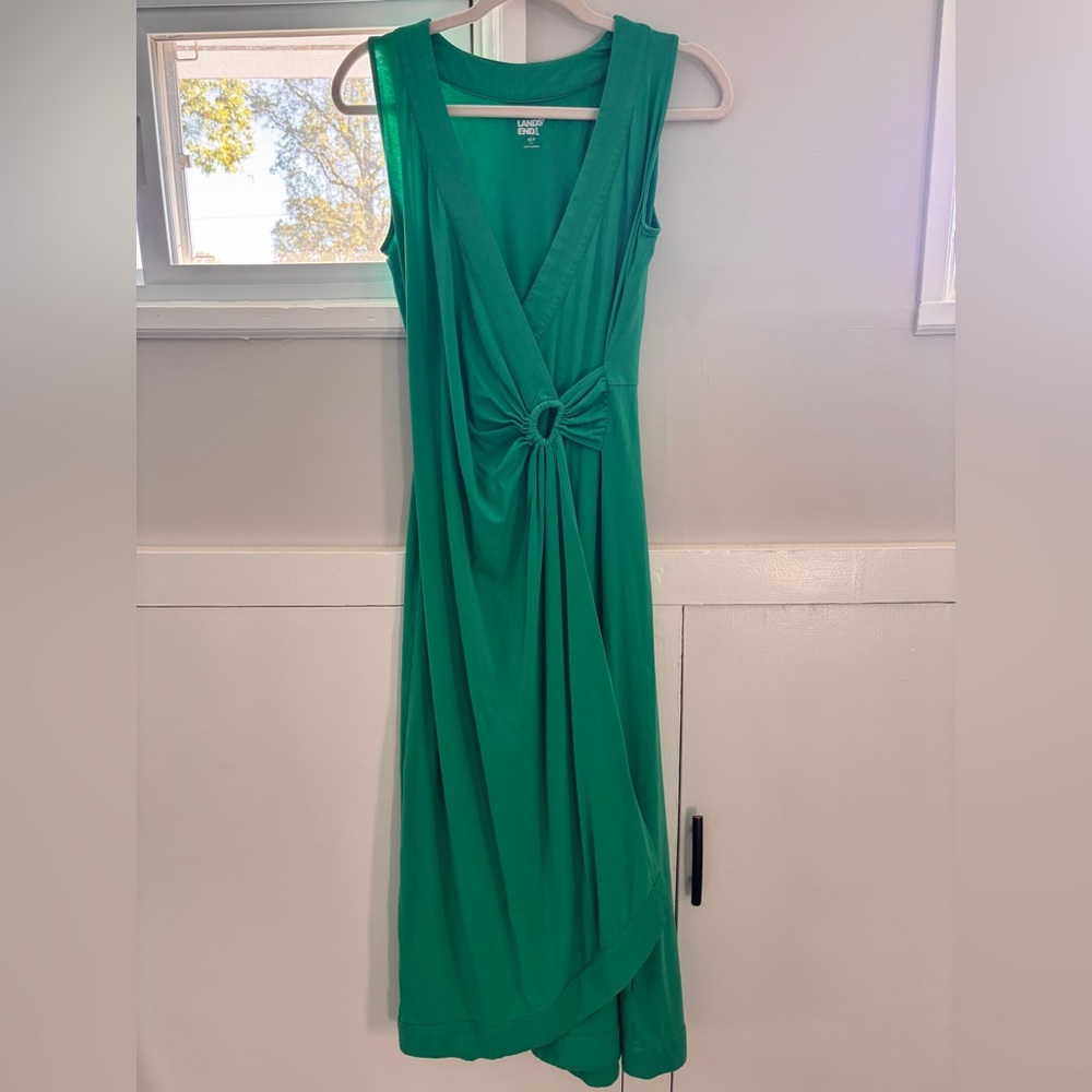 Lands' End Green Knot Detail Midi Dress